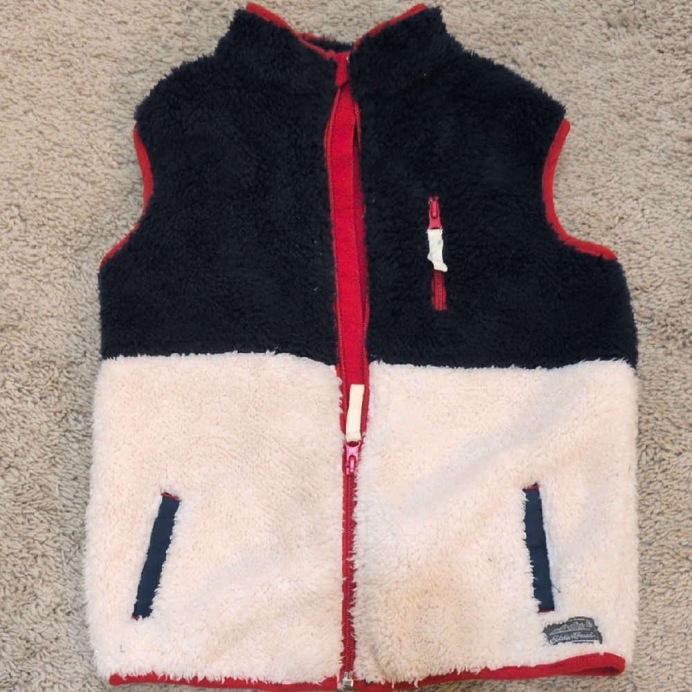 Two-Tone Fleece Vest with Red Accents